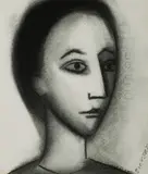 Girl in Three-Quarter Profile by Robert Dickerson, Charcoal, sold Jul 2021