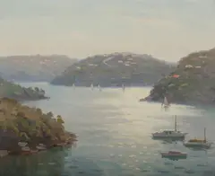 Evening Light, Middle Harbour by Erik Langker, Oil on Board, sold Jul 2021