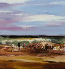 Hiking in the Flinders by Colin Parker, Oil on Board, sold Jul 2021