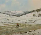 Les Graham, The Wet Track Home, Kiandra [Snowy Mountains, NSW], Oil on Canvas Board