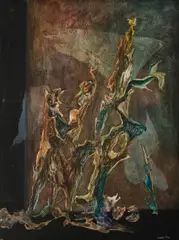 Judith Pins, Elf King, Mixed Media on Board