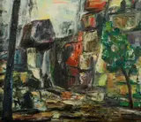 Judith Pins, Australian Gorge, Oil on Board