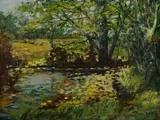 Gustav Pillig, River Landscape, Oil on Board