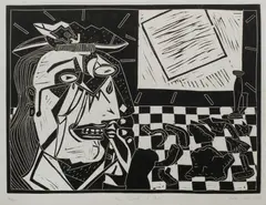 Adam Rish, The Triumph of Art, 1985, Linocut 4/50