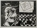 Adam Rish, The Triumph of Art, 1985, Linocut 4/50