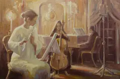 Leeka Gruzdeff, Concert, Oil on Canvas on Board