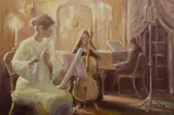 Leeka Gruzdeff, Concert, Oil on Canvas on Board