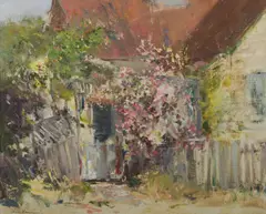 The Side Gate by Allan Hansen, 1970, Oil on Canvas Board, sold Jul 2021