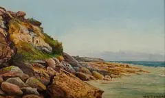 Walter George Rendall, Sydney Coast Scene, 1909 (?), Oil on Card