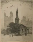 Albert Henry Fullwood, St James Church, Sydney, 1921, Etching 7/50