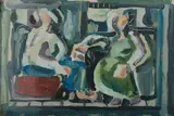 Simon Blau, Seated Pair, 1987, Acrylic on Board