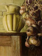 Graham Lupp, Jug and Onions No. 2, 1982, Oil on Board