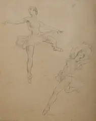 Ballerinas by Daryl Lindsay, 1937, Pencil, sold Jul 2021