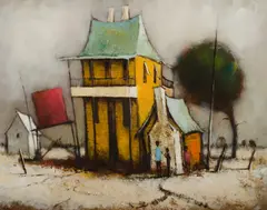 Eris Fleming, Boys Enjoying After School Winfield, Oil on Board