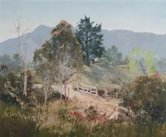 Robert Wilson, The Pine & the Bridge, 1974, Oil on Canvas on Board