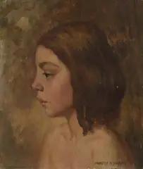 Garrett Kingsley, Profile of a Girl, Oil on Canvas on Board