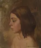 Garrett Kingsley, Profile of a Girl, Oil on Canvas on Board