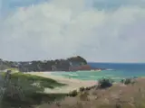 Jemisons Beach & Potato Point by Allan Waite, Oil on Canvas on Board, sold Jul 2021