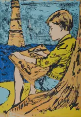 Boy and Lighthouse by David Bromley, S/Print A/P, sold Jul 2021