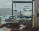 Allan Waite, Scrubbed Clean, Church Point, Oil on Canvas on Board
