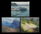 Allan Waite, (3), 'Old Workings at Newnes' (oil on canvas board); 'Careel Bay' (oil on canvas on board); & 'Spring / Boronia, and Bacon & Eggs' (oil on canvas on board)