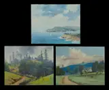 Allan Waite, (3), 'Karingal' (oil on canvas board); 'Norfolk Landscape' (oil on canvas board); & 'Headlands' (oil on canvas on board)