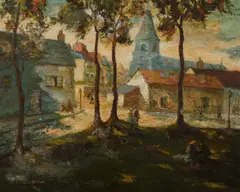Georges Paul Leroux, French Village Scene, Oil on Canvas on Board