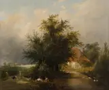Henry John Boddington, Children at the Millpond, Oil on Canvas