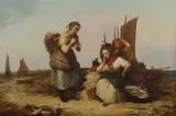 Alexander Leggett, Fisherwomen & Child, Oil on Canvas