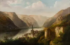 Ferdinand Lepié, Lakeside Town in the Austrian Alps, Oil on Canvas