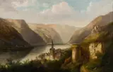 Ferdinand Lepié, Lakeside Town in the Austrian Alps, Oil on Canvas