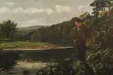 Thomas Hunt, Fresh Water Fisherman, Oil on Canvas on Board