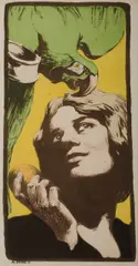 Angelo Jank, Woman with Parrot, Printed signature & date '08