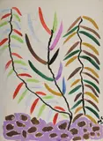 Malcolm de Chazal, Tropical Flower / Plant Abstract (verso), Gouache