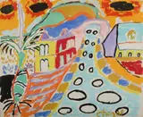 Malcolm de Chazal, Tropical Street Scene, Gouache