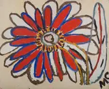 Malcolm de Chazal, Red and Blue Flower, Gouache