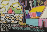 Beach House with Mountain by Malcolm de Chazal, Gouache, sold Jul 2021