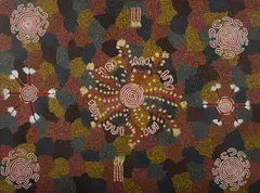 Clifford Possum Tjapaltjarri, Bush Tucker - Sand Hill Country, Acrylic on Canvas