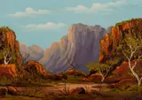 Henk Guth, Central Australian Gorge, Oil on Board