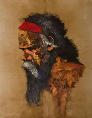 James Egan, Aborigine, Oil on Kangaroo Skin