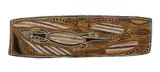 George Milpurrurru, Goannas & Edible Tuber, Acrylic & Natural Earth Pigments on Bark