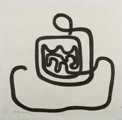 Aung Myint, Mother & Child, 2019, Acrylic on Paper on Canvas