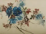 Earl Lu, Blue Roses, Ink & Colour
