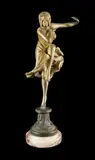 Claire Colinet, Bronze Sculpture 'Danseuse Hindoue, Gold Painted & Parcel Gilt Bronze