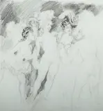 Gaiety Girls by Norman Lindsay, Pencil, sold May 2021