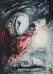 David Boyd, The Judge, 1963, Mixed Media on Paper on Board