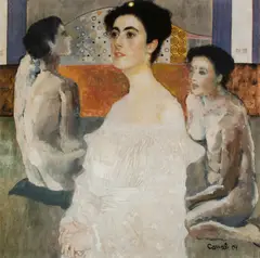Judy Cassab, Two Nudes with Klimt, 2004, Oil on Offset Lithographic Print