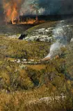 Patrick Carroll, Bushfire and Backburn in a Landscape - Bell, Acrylic on Paper