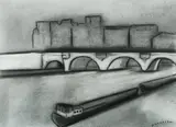 Robert Dickerson, Pont Solferino [Paris], Charcoal