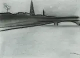 Robert Dickerson, View of Tour Eiffel, Charcoal